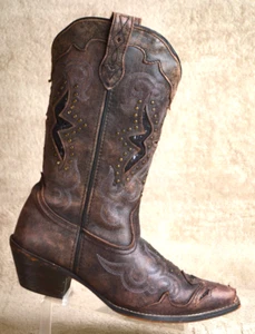 Laredo Women's 9W Studded Leather Cowboy Western Boots Brown 52133 - Imagen 1 de 10