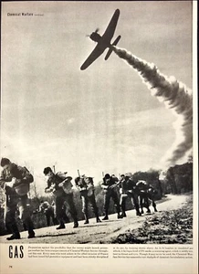 1944 US Soldiers Chemical Warfare Gas Masks Aircraft WWII Magazine Print - Picture 1 of 6