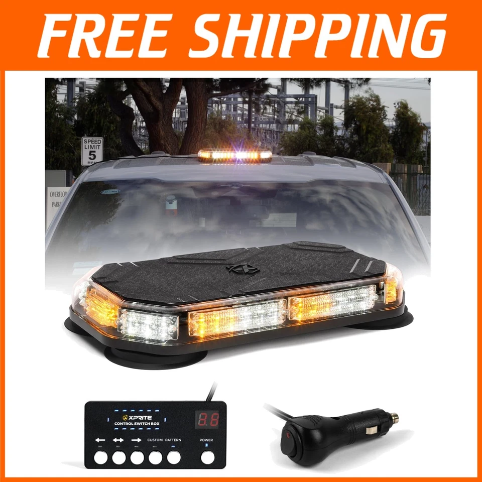 Barra de luz estroboscópica âmbar branca à prova de choque para construção e uso de emergência - Imagem 1 de 4