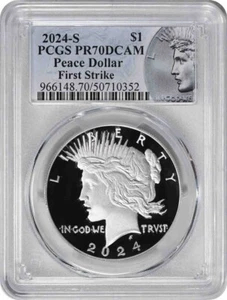 2024-S Peace Silber Dollar PR70DCAM First Strike PCGS (Peace Label) - Bild 1 von 2
