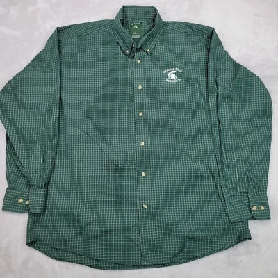 Camisa Espartana De Colección Michigan State Para Hombres Grande Verde Equipo Cuello Botón Adulto Foto 1 de 4