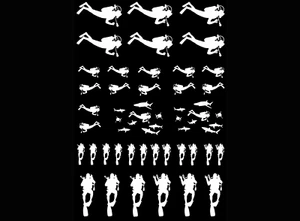 Scuba Divers 38 pcs 1 Inch White Fused Glass Decals - Picture 1 of 2