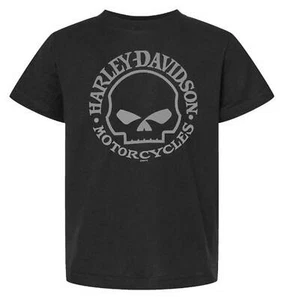 Harley-Davidson Big Boys' Willie G Skull Short Sleeve Crew-Neck Tee - Black - Picture 1 of 1