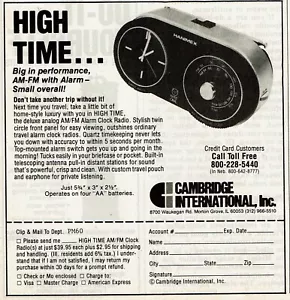 1980 Vintage Print Ad Cambridge International High Time AM FM with Alarm Big in - Bild 1 von 2