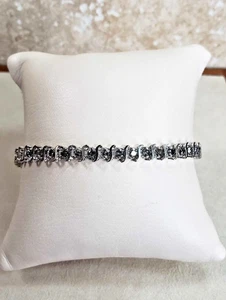 Vintage 10k White Gold Genuine Diamond Tennis Bracelet, sz 7.5 - Free Shipping - Picture 1 of 10