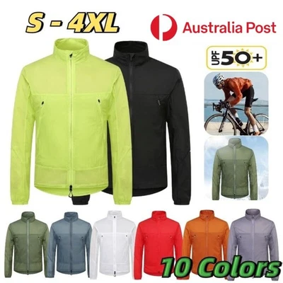 Unisex Cycling Bicycle Jacket UPF50+ Running Bike Top Coat Quick Dry Outwear AU Foto 1 de 4