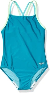 Speedo L2502 Crossback One Piece Swimsuit Girl’s Size 7 - Picture 1 of 2