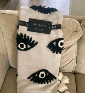 Rachel Zoe Decorative Throw Blanket w/ Evil Eye Pattern Design  - Picture 1 of 7