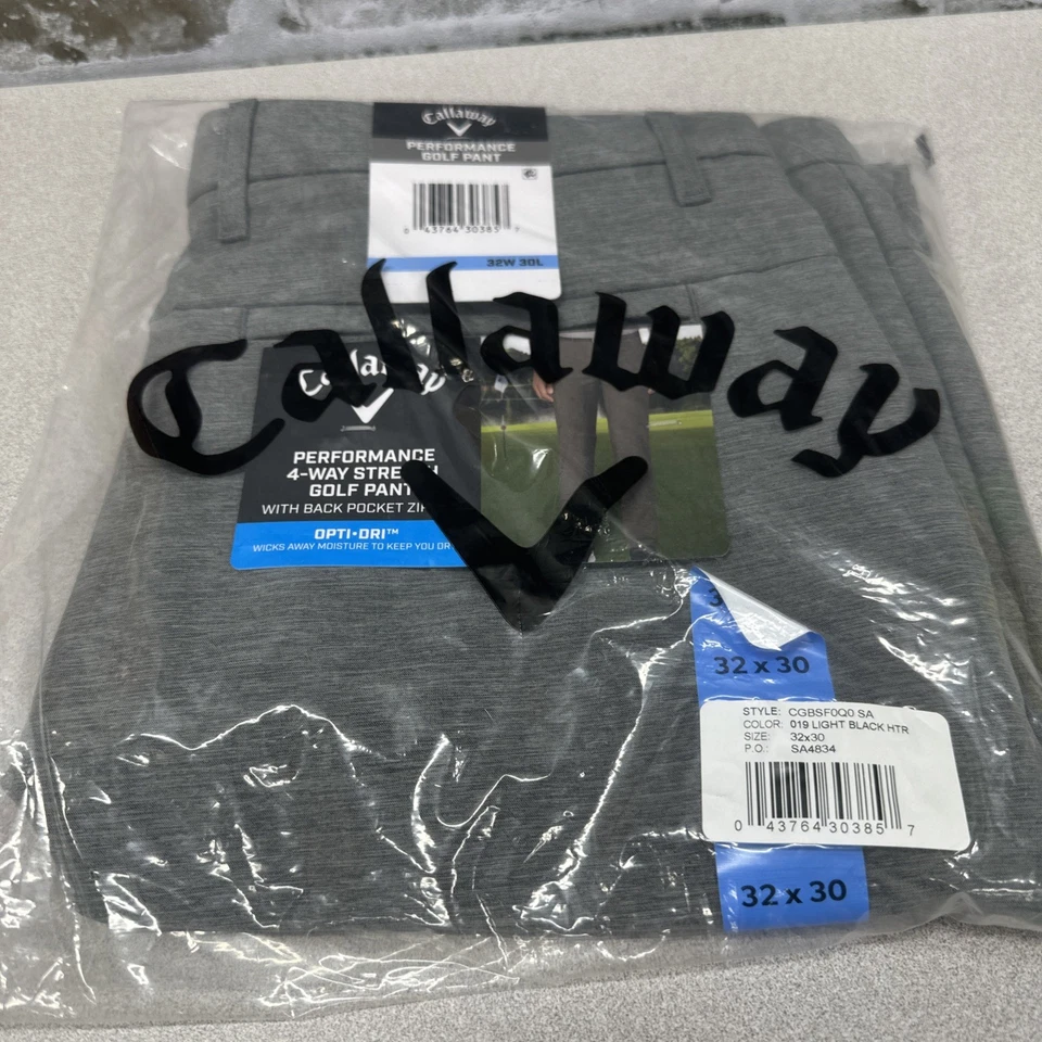 Pantalones de golf Callaway Opti-Dri elásticos negros claros HTR para hombre rendimiento 32x30 nuevos con etiquetas Foto 1 de 4