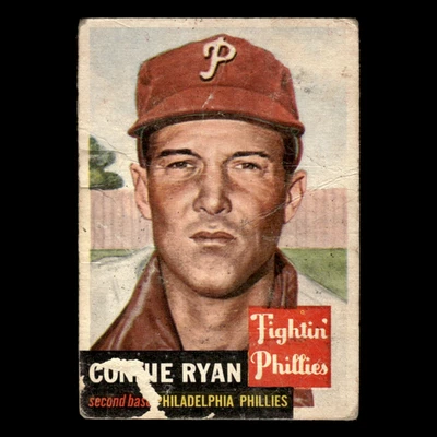 Connie Ryan #102 1953 Topps (damaged) Philadelphia Phillies Baseball Card MLB - Image 1 of 3