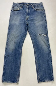 VINTAGE Levi's 505 Denim Jeans Herren Größe 32 x 30 blau Etikett Größe 34 x 32 USA 90er - Bild 1 von 19
