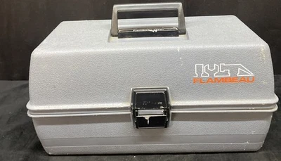 Caja de transporte de herramientas/artesanías/aparejos de plástico gris Flambeau con bandeja extraíble 14031 Foto 1 de 4