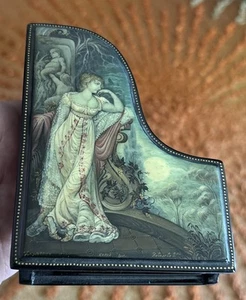 Exquisite Kholui Vintage Russian Lacquer Piano Box Hand Painted Juliet - Bild 1 von 12