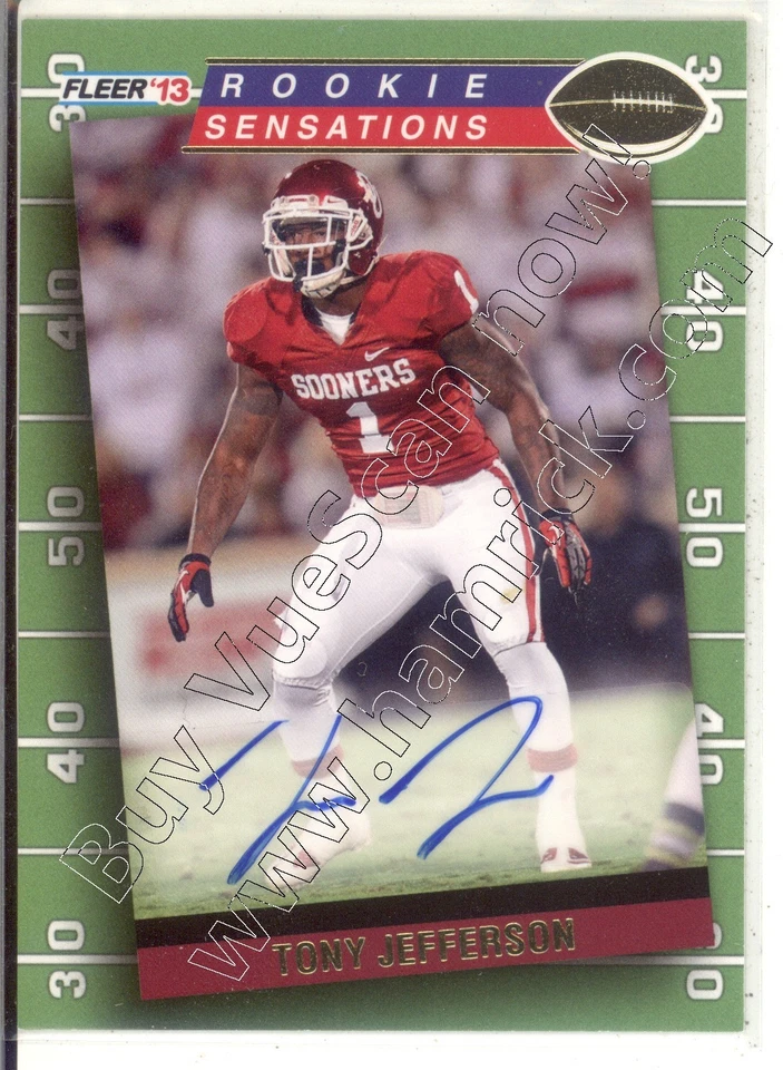 tony jefferson rc rookie draft auto autograph oklahoma sooners ou college 2013 - Image 1 of 1