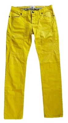 JECKERSON BUTTON FLY YELLOW STRIPED CUFF GOLF PANTS MADE IN ITALY 34  $269 - Image 1 of 4