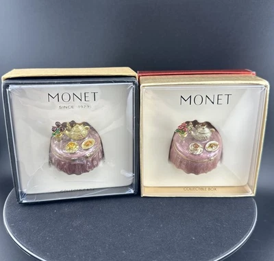 Monet Enamel Trinket/Pill Box ~TEA TABLE MOM'S KEEPSAKE Lot of 2 - Image 1 of 3