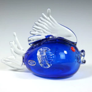 Arte Murano ICET Blue Art Glass Handblown Paperweight Fish Figurine  - Picture 1 of 7