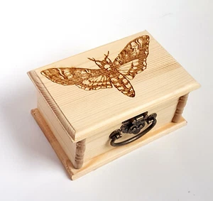 Deaths Head Moth Decorative Wooden Box Free Engraved Personalization - Picture 1 of 9