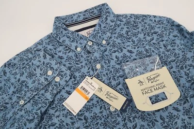 Original Penguin Mens Small Blue Floral Button Down Long Sleeve Shirt New - Image 1 of 4