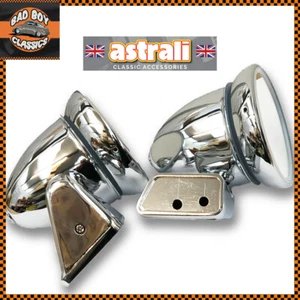 Pair Adjustable Chrome Door Bullet Torpedo Mirrors Direct Fit CLASSIC MINI - Picture 1 of 7