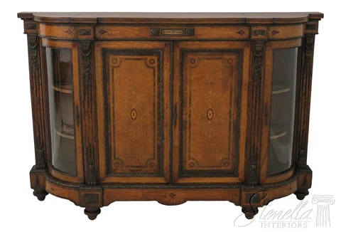 58838EC: Antique English Neoclassical Curved Door Credenza Cover