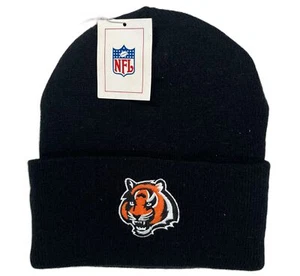 Cincinnati Bengals Tiger Logo Puños Tejido Gorro NFL Equipo Sombrero Negro Nuevo con Etiquetas - Imagen 1 de 2
