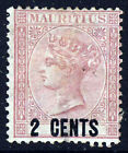 MAURITIUS QV 1878 2 CENTS Surcharge on Dull Rose No Value Tablet SG 83 MNG