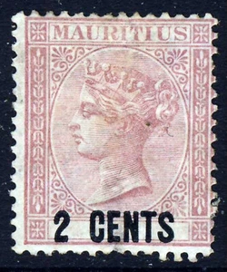 MAURITIUS QV 1878 2 CENTS Surcharge on Dull Rose No Value Tablet SG 83 MNG - Picture 1 of 2