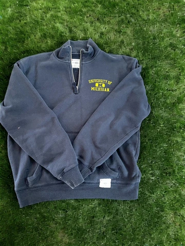 VINTAGE Champion Michigan Wolverines Sweatshirt Mens Medium 1/4 Zip University Cover