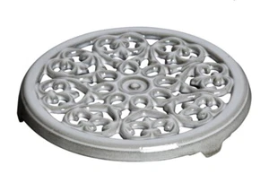 NEW STAUB Cast Iron Round Lilly Trivet Graphite Gray / Silver 9" - Bild 1 von 4
