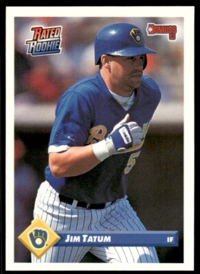 1993 Donruss Baseball Card Jim Tatum Rookie Milwaukee Brewers #341 - Image 1 of 2