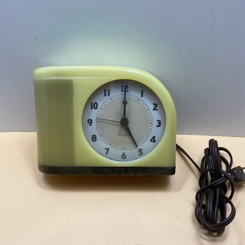 Vintage Westclox, Art Deco Moonbeam Clock Model S5-J Yellow Authentic Parts Only Cover
