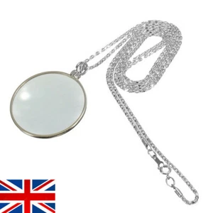 5Pcs Magnifying Glass Lens on Necklace Silver Chain Magnifier Pendant Jewelry` - Picture 1 of 12