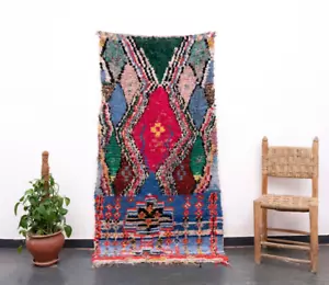3x7 Moroccan Handmade Vintage Boucherouite Cotton Area Rug Berber Rag Rug - Picture 1 of 10