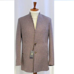 Cappotto Martin Zelo Pied de Poule in Lana micro disegno Blu - Marrone tg. 50 52 - Imagen 1 de 8