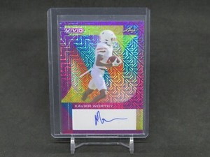 2023 LEAF VIVID FOOTBALL XAVIER WORTHY PURPLE MOJO AUTO /2 NQ