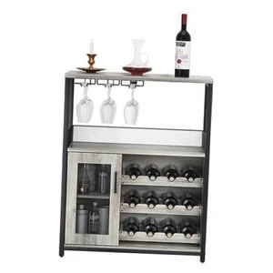 Wine Bar Rack Cabinet with Detachable Wine Rack, Bar Cabinet with Glass - Picture 1 of 8