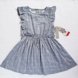 Calvin Klein Jeans Mädchen grau Chambray Kleid mit silbernen Herzen Größen: 4T, 5, 6 - Bild 1 von 8