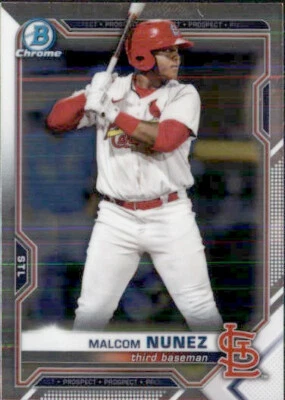 2021 BOWMAN DRAFT CHROME ST.LOUIS CARDINALS - MALCOM NUNEZ #BDC-56 - Image 1 of 2