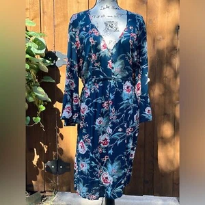 Band of Gypsies BOG Collective Casual Boho Mini Dress Blue Floral Size 2X NWT - Picture 1 of 7