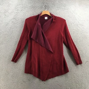 Cabi Cardigan Sweater Womens M Burgundy Cotton Blend Knit Long Sleeve Open Front - Picture 1 of 14