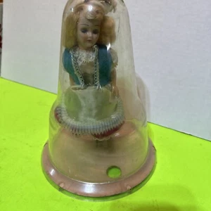Vintage A & H Russian Skate Doll W/ Plastic Clear Bell Dome Sleepy Eyes 1950's - Picture 1 of 5