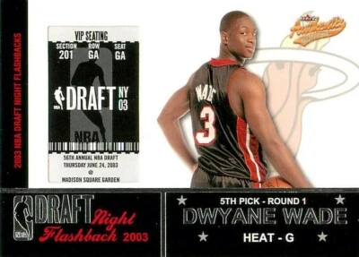 DWYANE WADE 2004-05 Fleer Authentix DRAFT NIGHT FLASHBACK 2003 TICKET Heat SP - Image 1 of 2