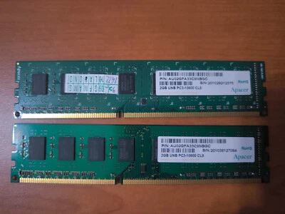 4GB (2x 2GB) RAM Kit Apacer DDR3 PC3-10600 1333MHZ Desktop 240 Pin Memory - Immagine 1 di 2