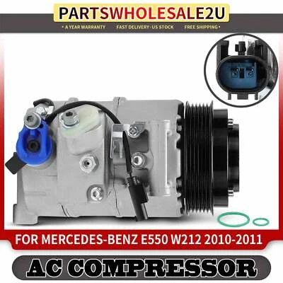 New AC A/C Compressor for Mercedes-Benz W212 E550 2010-2011 5.5L 6-Groove Pulley - Image 1 of 4