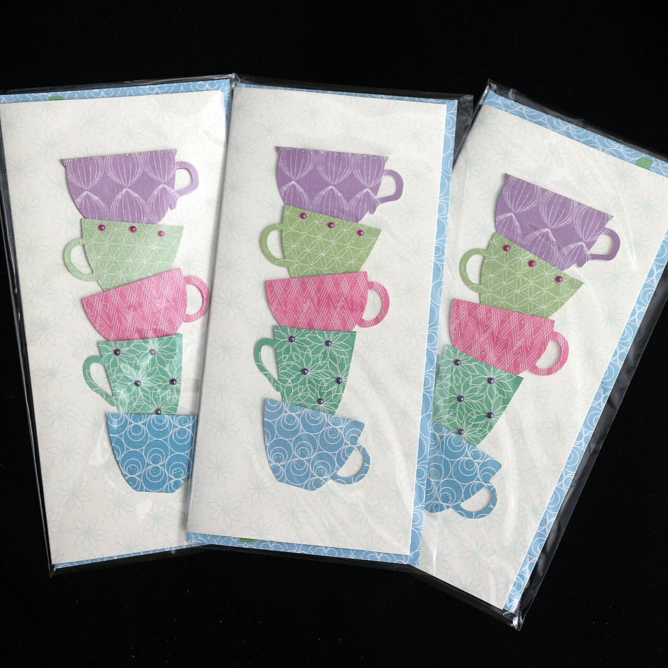  NEW Handcrafted Pop up Teacup Blank Any Occasion Invitation CARD+Envelope Set 3 - Image 1 of 4