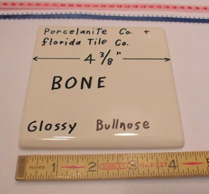 1 pc. Bullnose Ceramic Tile *Bone* 4-3/8" Florida Co. New Stock Glossy Mint - Picture 1 of 12