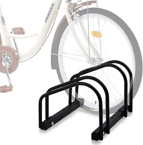 2-Bike Floor Stand Rack Indoor Outdoor Storage for 22-28" Wheels, 2.1" Tire Max - Picture 1 of 9