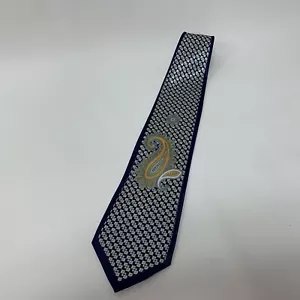 Claudio Nucci Men's Neck Tie Blue Beige Yellow Paisley - Picture 1 of 6