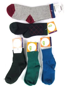 Vintage 90s Y2k Gymboree Boy Ankle Sock Lot 2 3 Green Blue Gray Solid Foldover - Picture 1 of 5